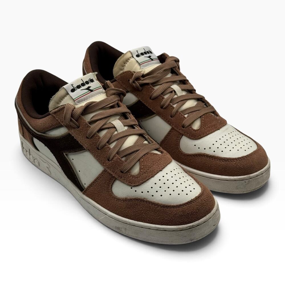 Diadora Magic Basket Low Java Brown White Suede Leather Sneakers Men's 10.5